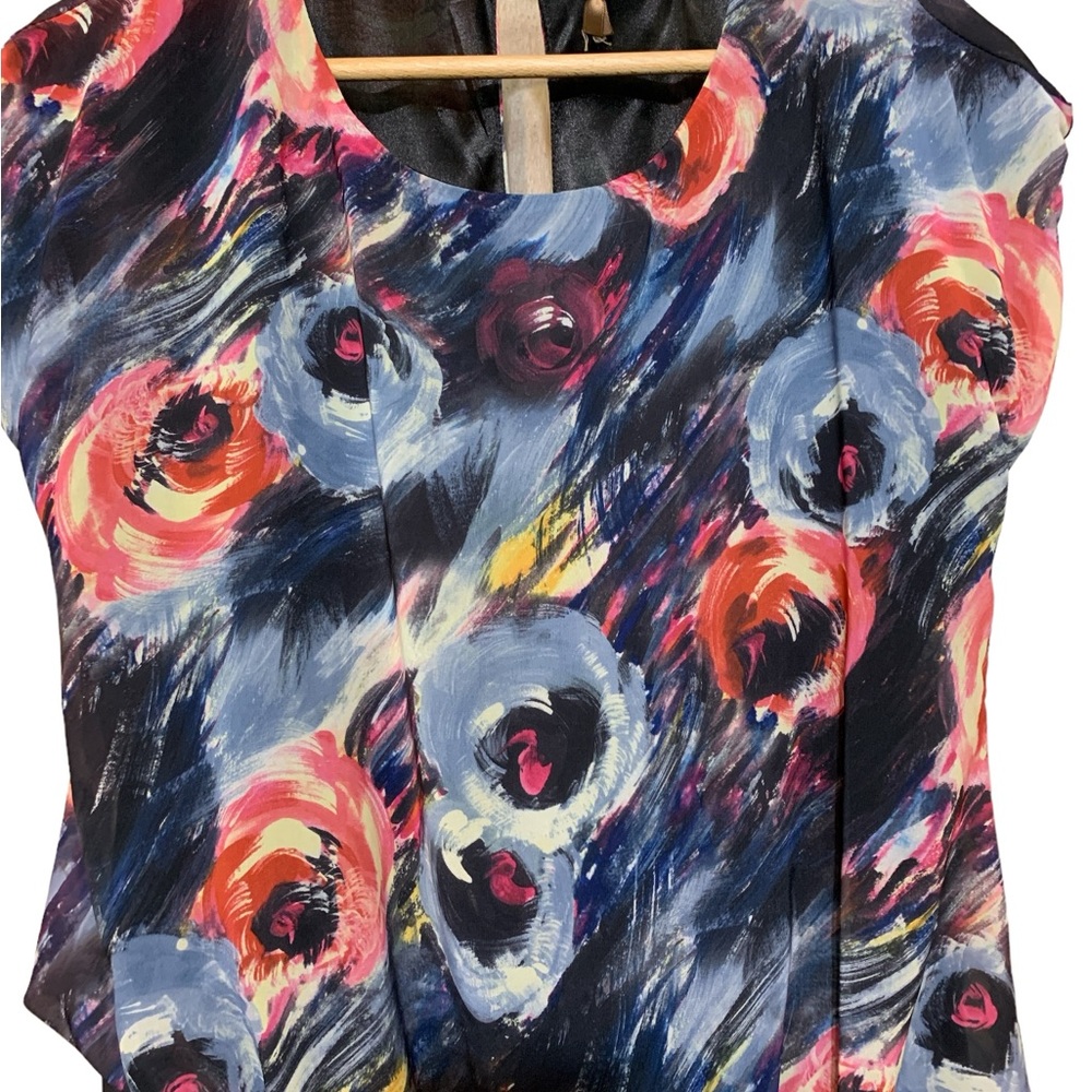 Size Small - Love Story Design Dress. Grey background with red and blue roses.